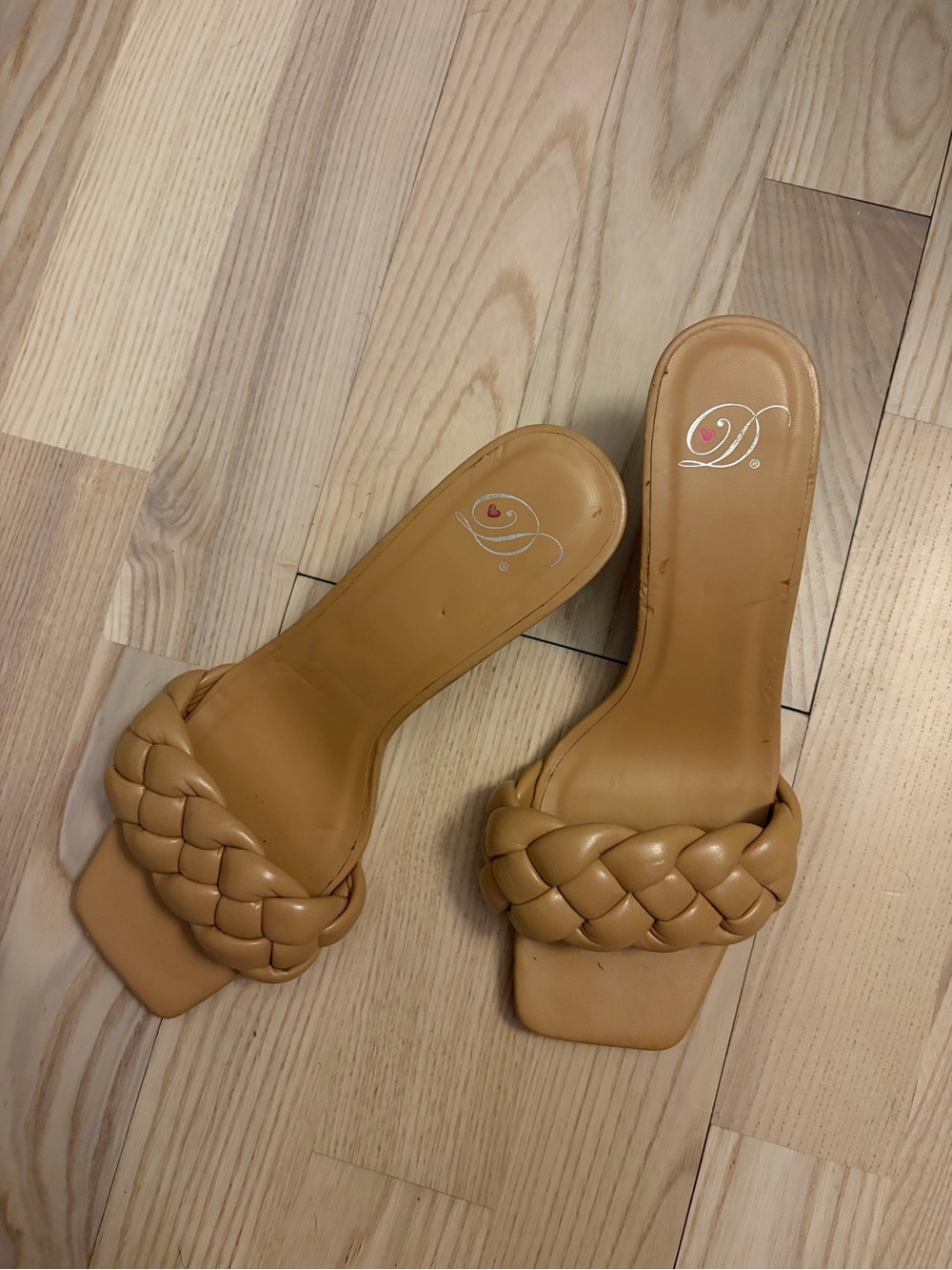 Tan Braided Slide Mules for Women